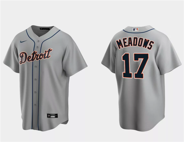 Men's Detroit Tigers #17 Austin Meadows Gray Cool Base Stitched Jersey
